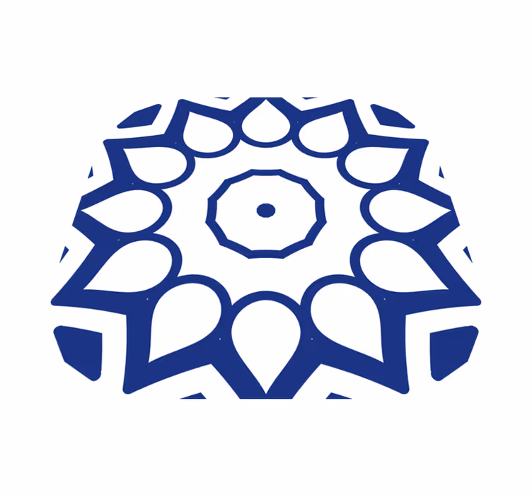 Kitchen vinyl rug with delft blue mandala flowers - TenStickers