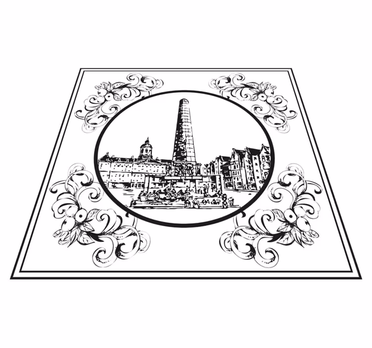 Kitchen vinyl rug amsterdam dam square design - TenStickers