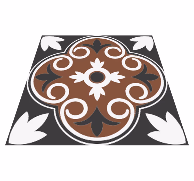 Kitchen vinyl rug in gray and brown vintage style - TenStickers