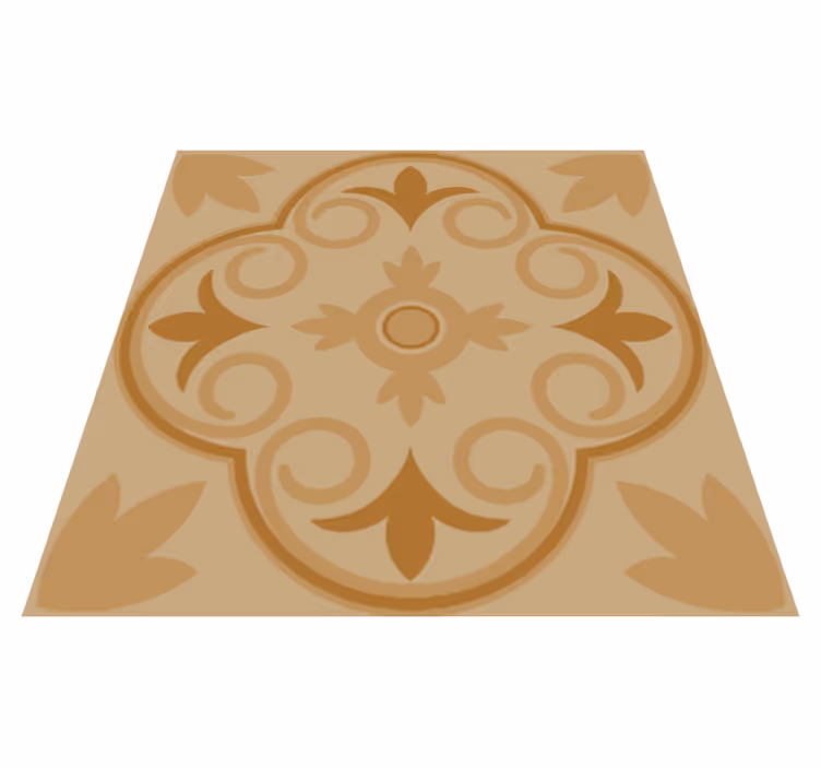 Kitchen vinyl rug in beige vintage floral design - TenStickers