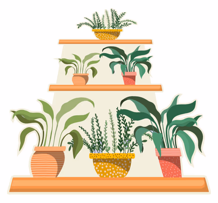 Kitchen vinyl rug with watercolor plant shelf - TenStickers