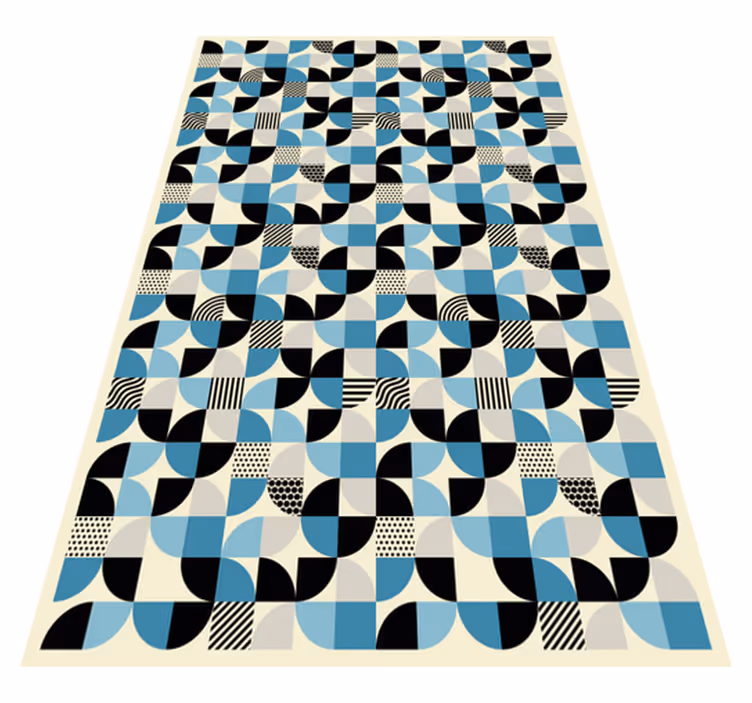 Kitchen vinyl rug with retro blue bauhaus design - TenStickers