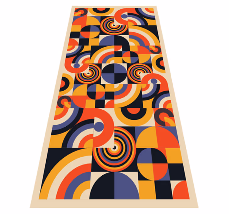 Kitchen vinyl rug in colorful bauhaus circles - TenStickers