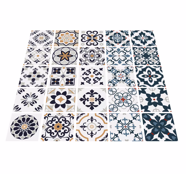 Kitchen vinyl rug with vintage tile decals - TenStickers