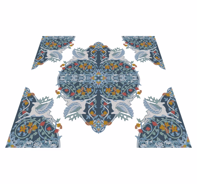 Floral vintage tile kitchen vinyl rug - TenStickers