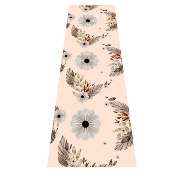 Bedroom vinyl rug with pink and black floral pattern - TenStickers