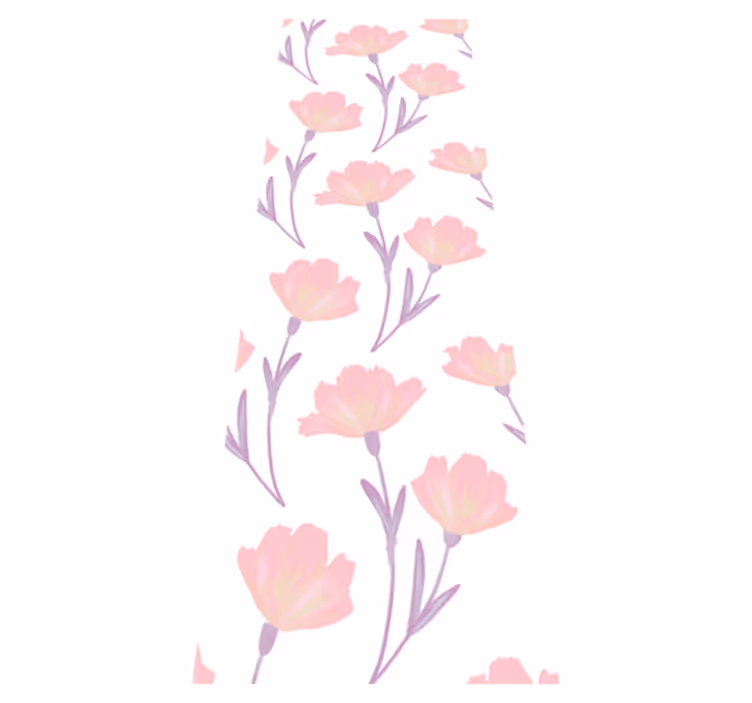 Bedroom vinyl rug with minimalistic watercolor wildflowers - TenStickers