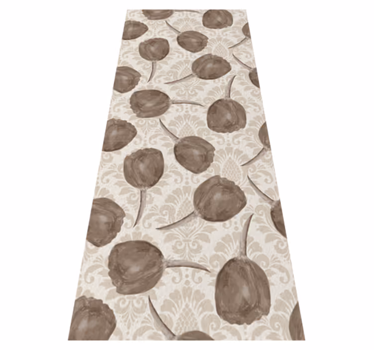 Bedroom vinyl rug with gray tulips and scrolls - TenStickers
