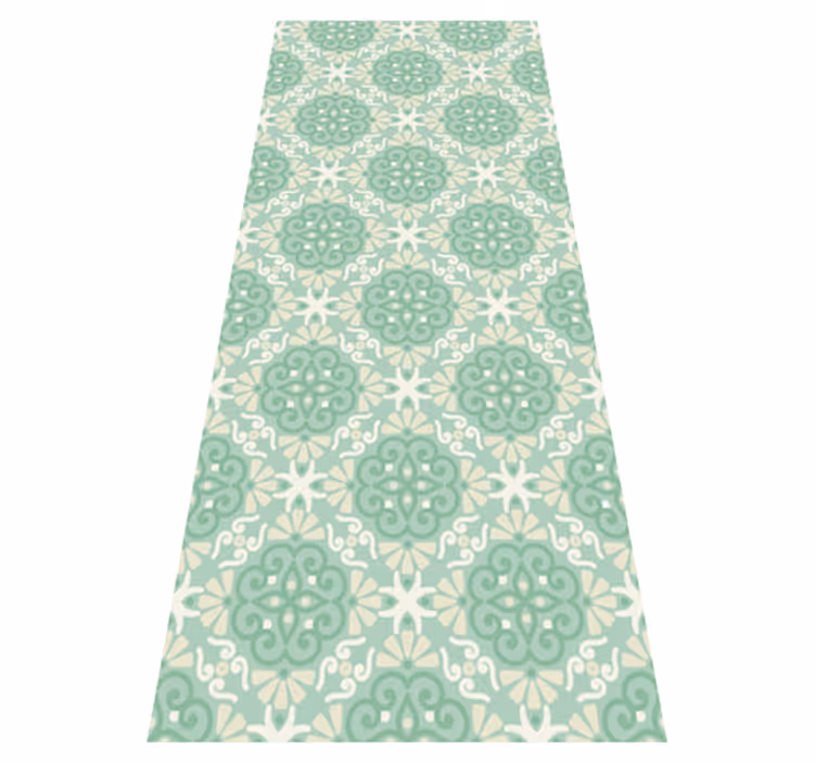 Bedroom vinyl rug in nordic green floral design - TenStickers