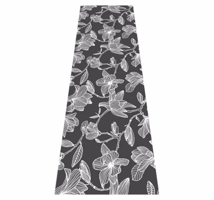 Bedroom vinyl rug with white and grey magnolias - TenStickers