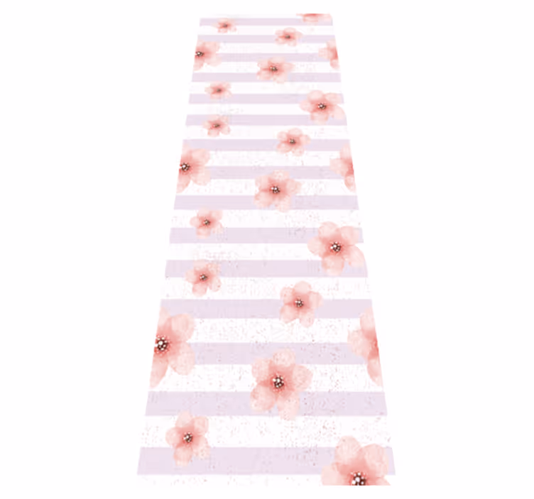 Shabby chic vertical pink striped bedroom vinyl rug - TenStickers