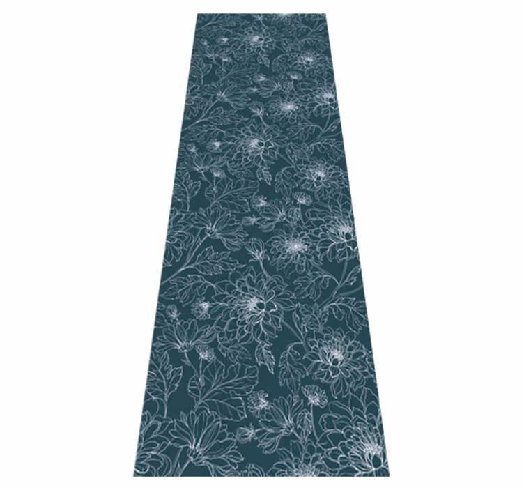 Bedroom vinyl rug grandmillennial white flowers - TenStickers