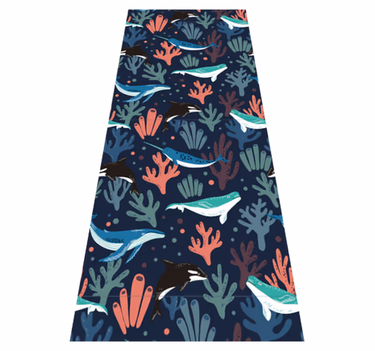 Bedroom vinyl rug with vibrant sea animals design - TenStickers