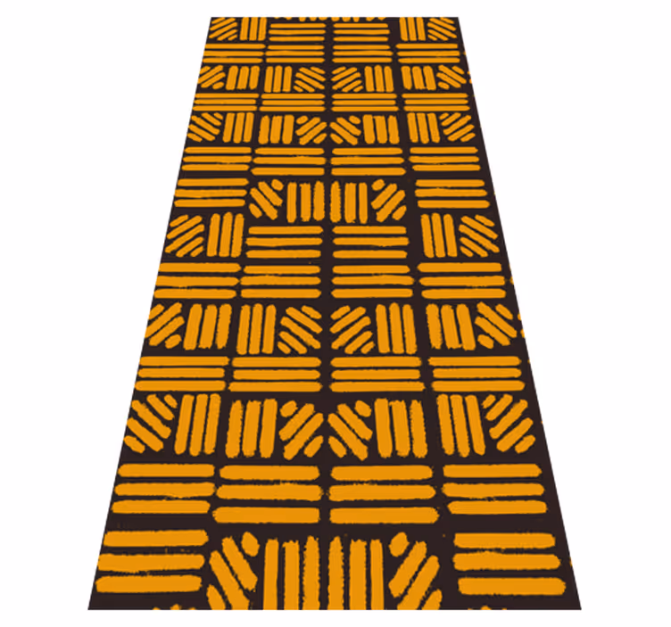 Bedroom vinyl rug featuring golden abstract art - TenStickers