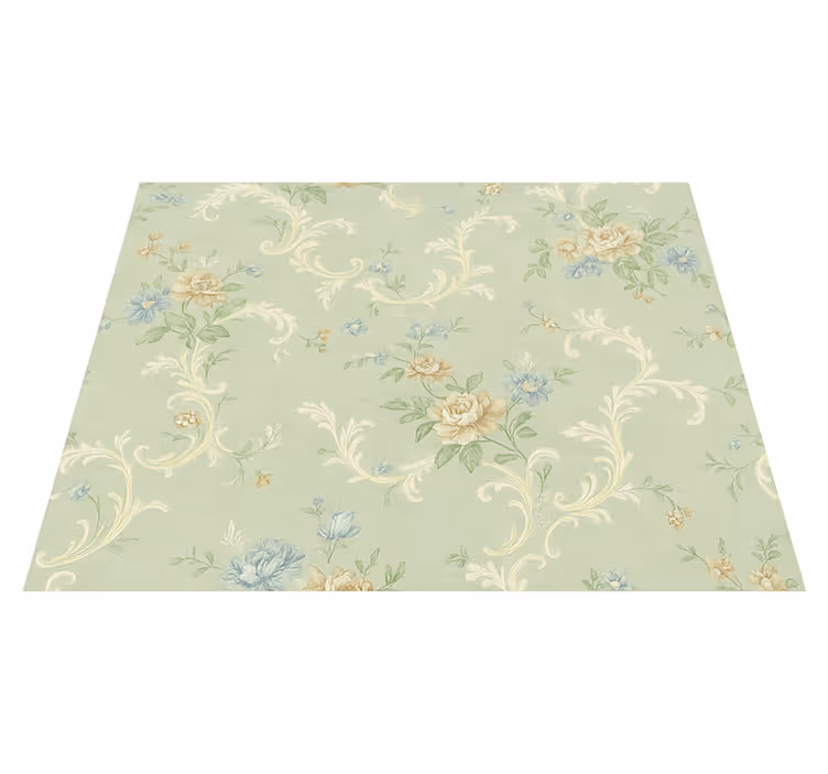 Bedroom vinyl rug with antique floral motif - TenStickers