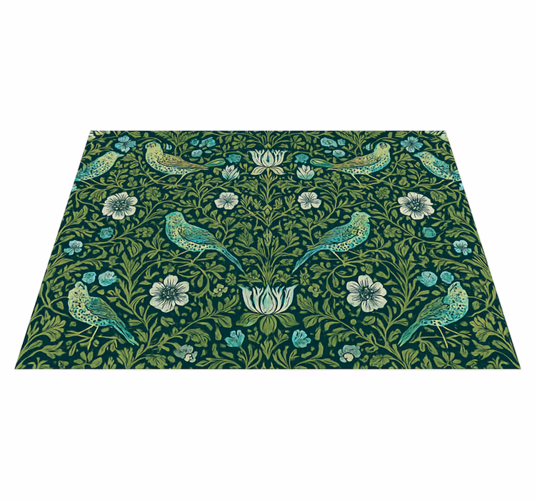 Bedroom vinyl rug with ornamental floral & bird design - TenStickers