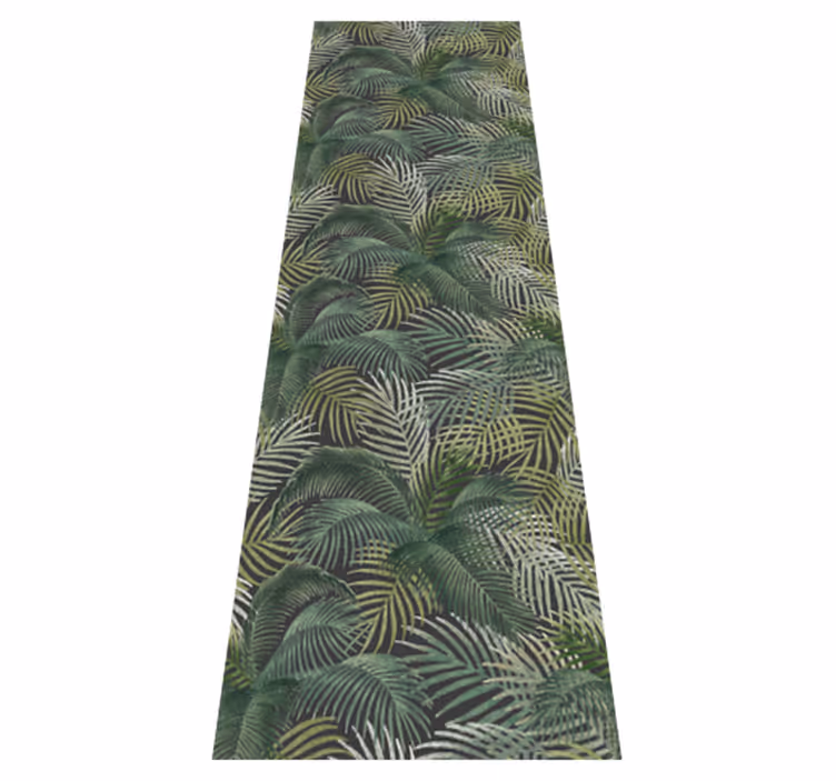 Green palm leaves office vinyl rug - TenStickers