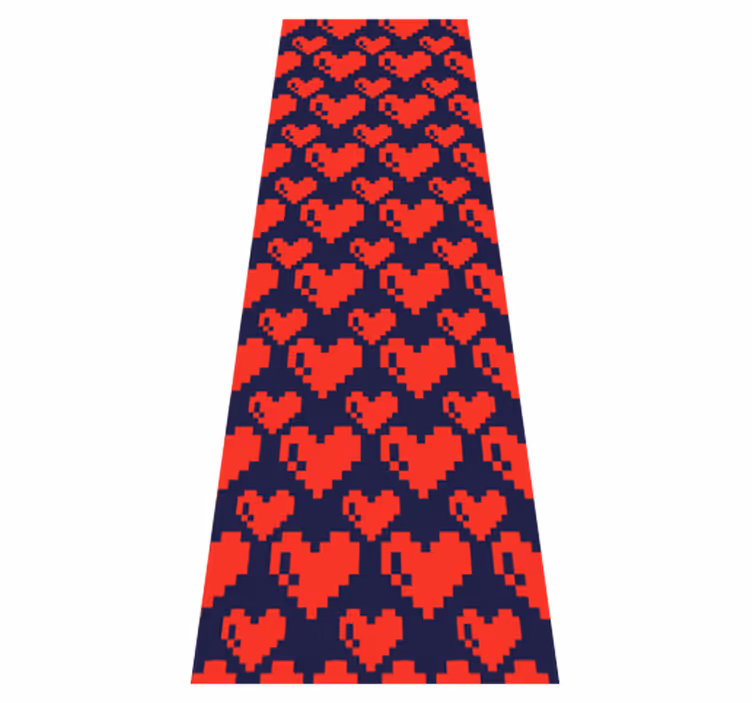 Bedroom vinyl rug with geometric red hearts on blue - TenStickers