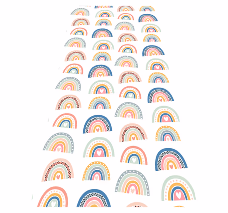 Bedroom vinyl rug with colorful minimalist rainbows - TenStickers