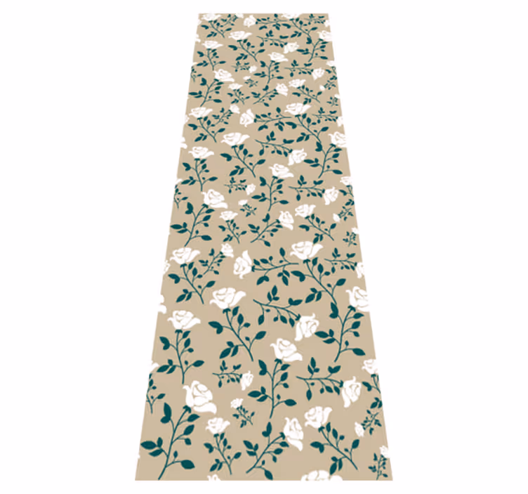 White vintage rose pattern bedroom vinyl rug - TenStickers