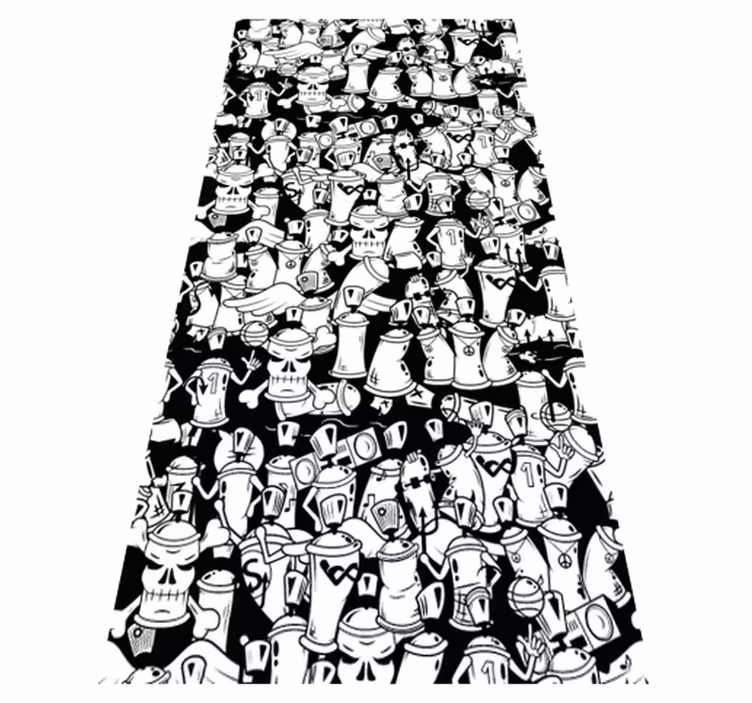 Bedroom vinyl rug black and white spray cans - TenStickers
