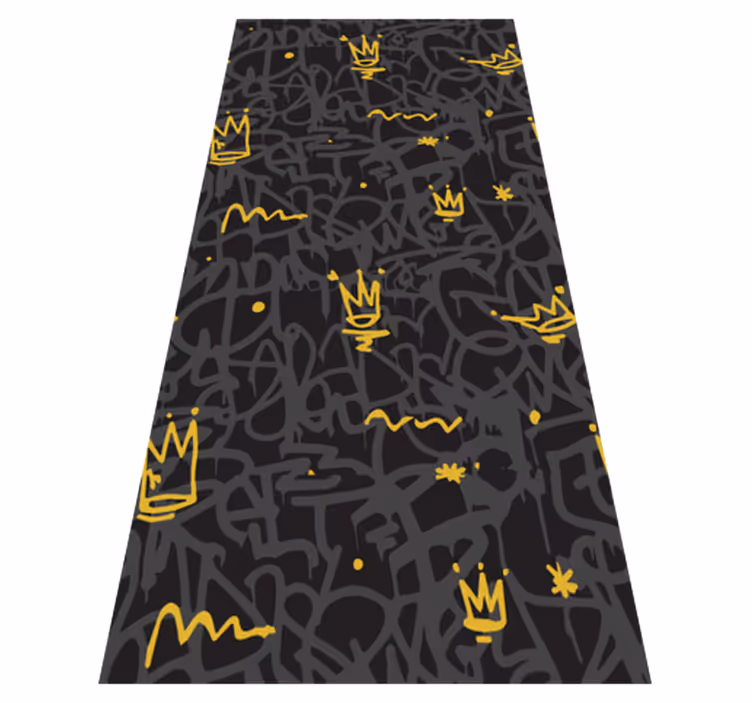 Bedroom vinyl rug featuring black and gold crown - TenStickers