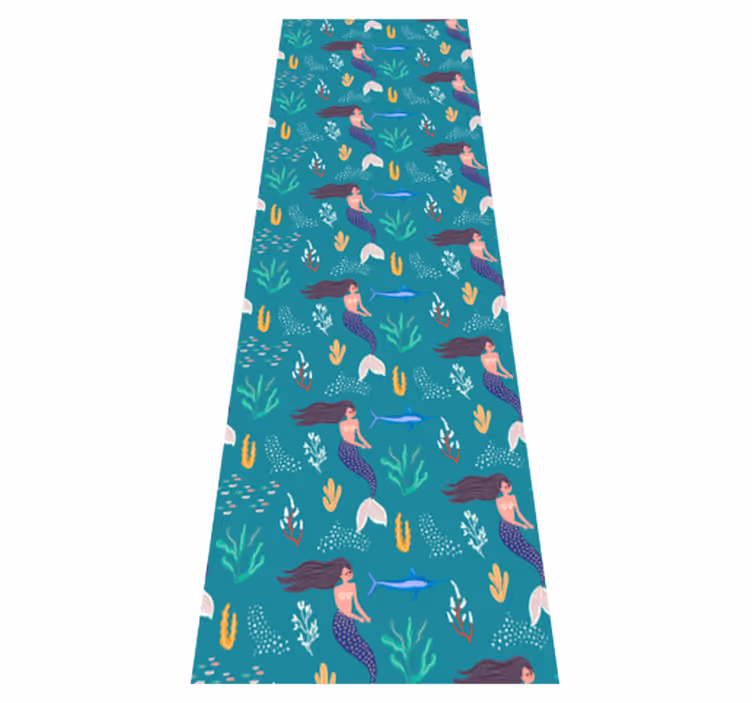 Bedroom vinyl rug mermaids and swordfishes design - TenStickers