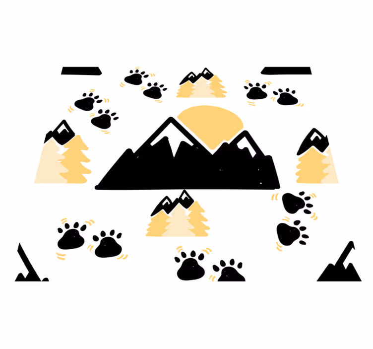 Bedroom vinyl rug footprints on mountain white background - TenStickers