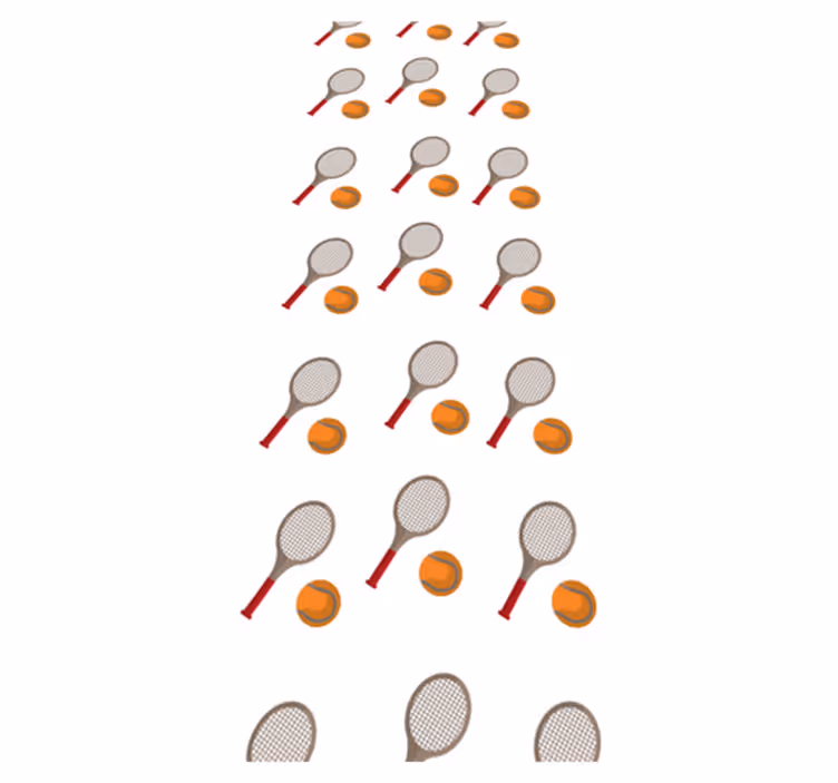 Bedroom vinyl rug with tennis rackets and balls - TenStickers