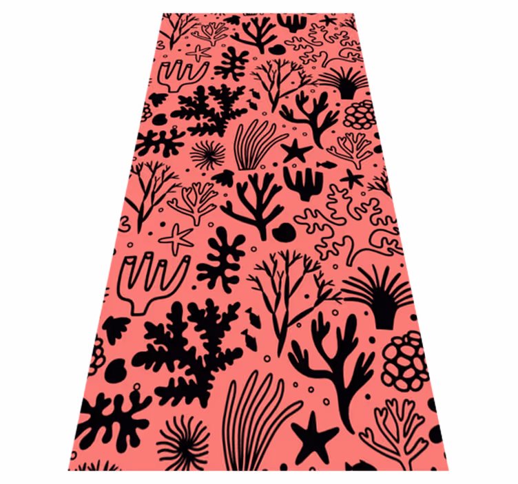 Bedroom vinyl rug australian leaves red and black - TenStickers