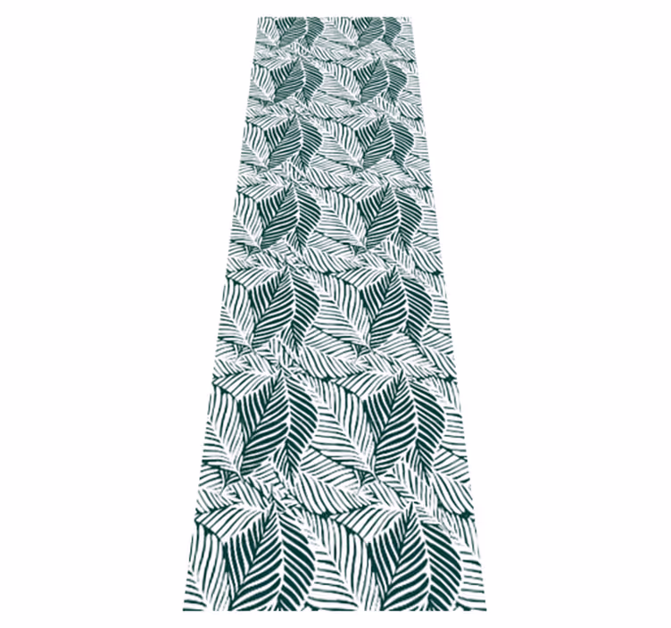 Bedroom vinyl rug in green and white leaves - TenStickers