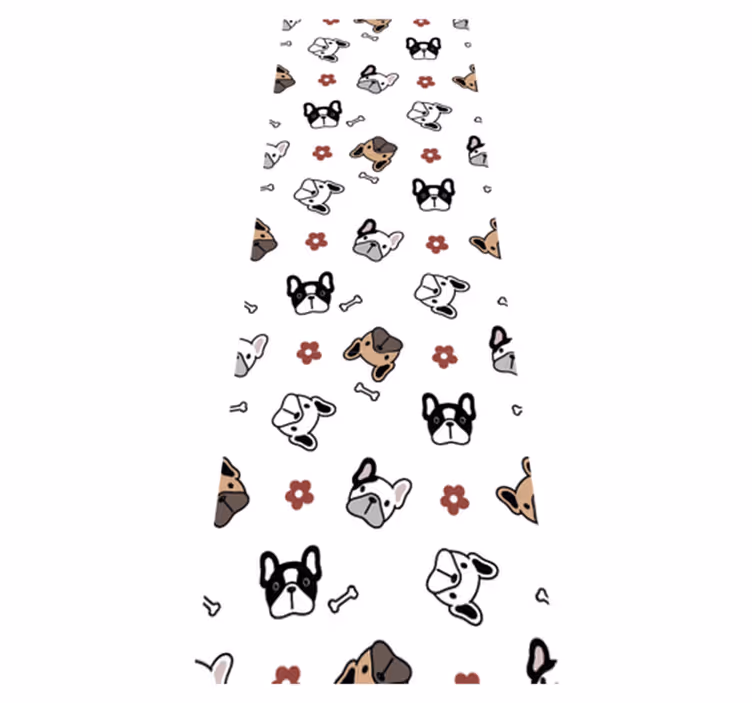 Bedroom vinyl rug with flowers and french bulldogs - TenStickers