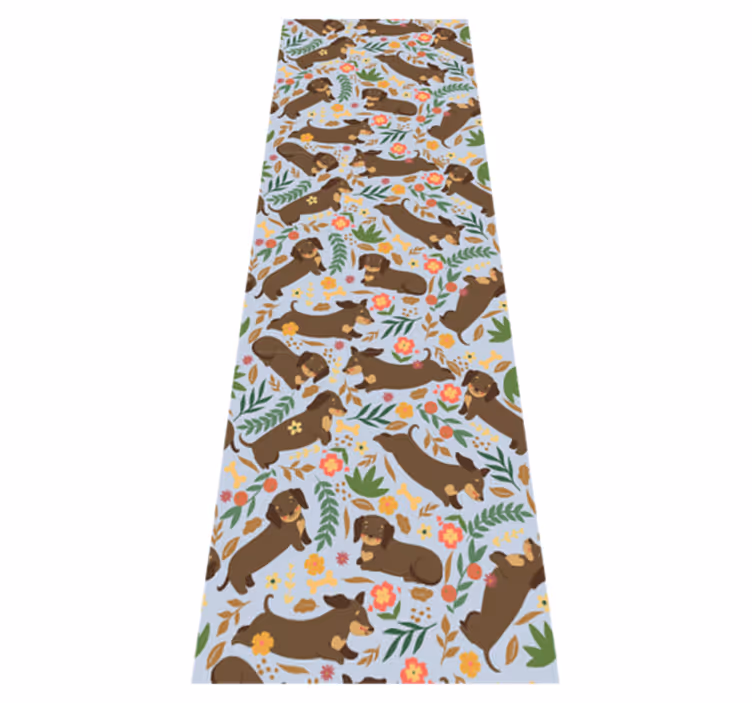 Bedroom vinyl rug with dachshund and floral design - TenStickers