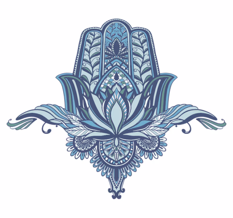 Bedroom vinyl rug blue jewish hamsa hand - TenStickers