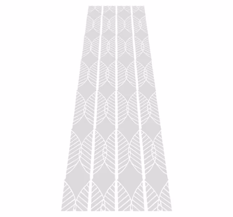 Scandinavian vinyl rug with white leaf lines on grey - TenStickers