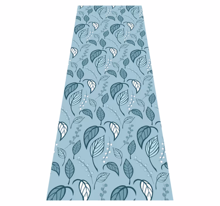 Scandinavian vinyl rug in blue leaf design - TenStickers
