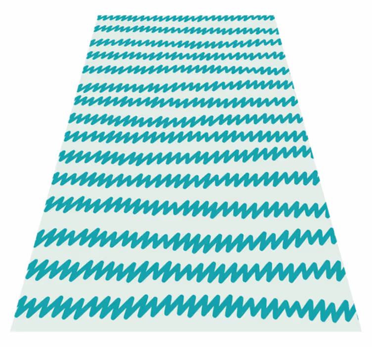 Scandinavian vinyl rug in aquamarine and white zigzag - TenStickers