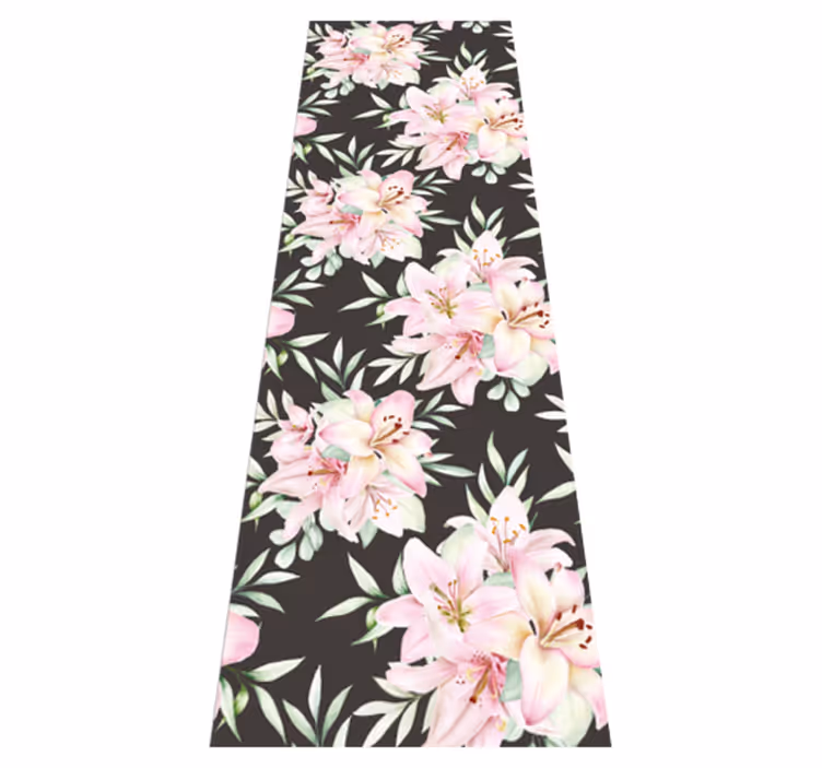 Nature vinyl rug with watercolor lilies pattern - TenStickers