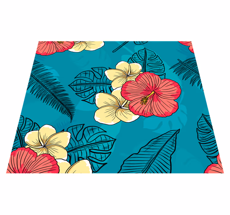 Nature vinyl rug hawaiian blossoms - TenStickers