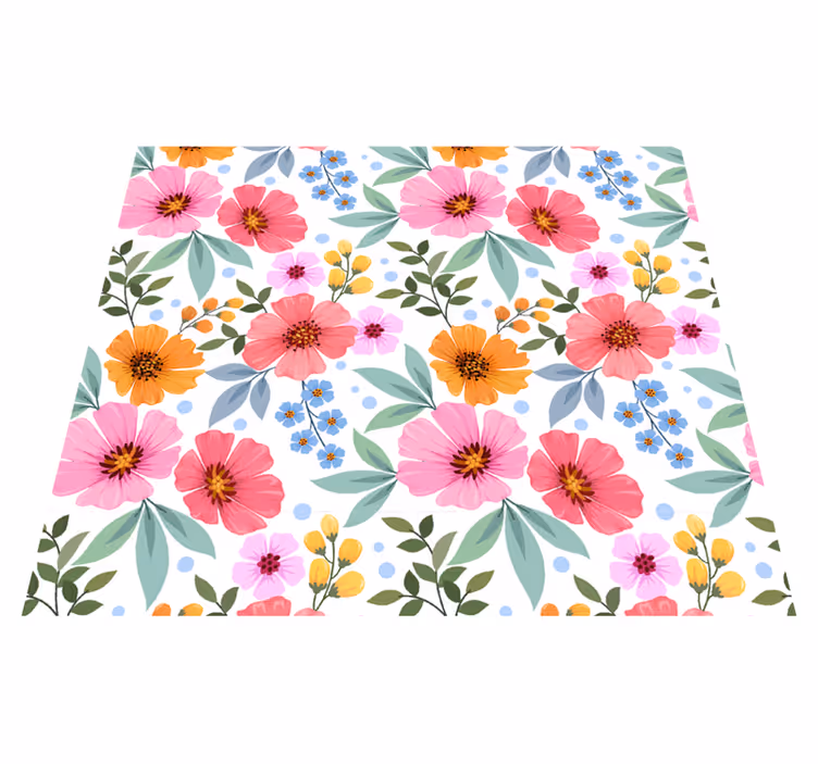 Nature vinyl rug with vibrant floral design - TenStickers