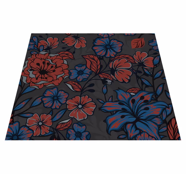 Nature vinyl rug with dark roses and leaves - TenStickers