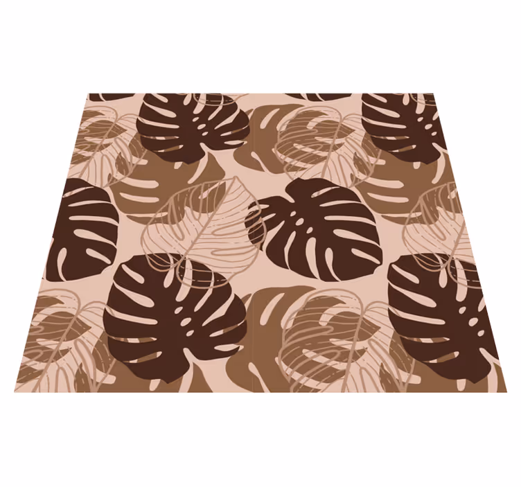 Nature vinyl rug brown tone monstera plant rug - TenStickers