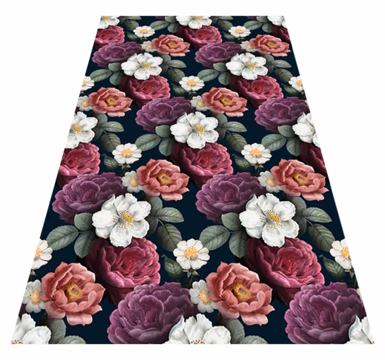 Nature vinyl rug white flower petals design - TenStickers
