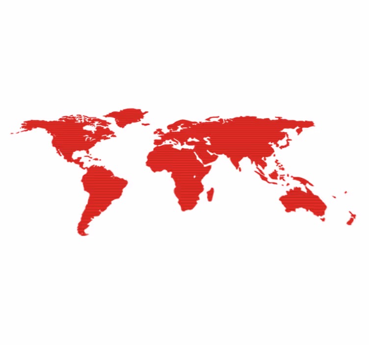 World map vinyl rug in red with lines - TenStickers