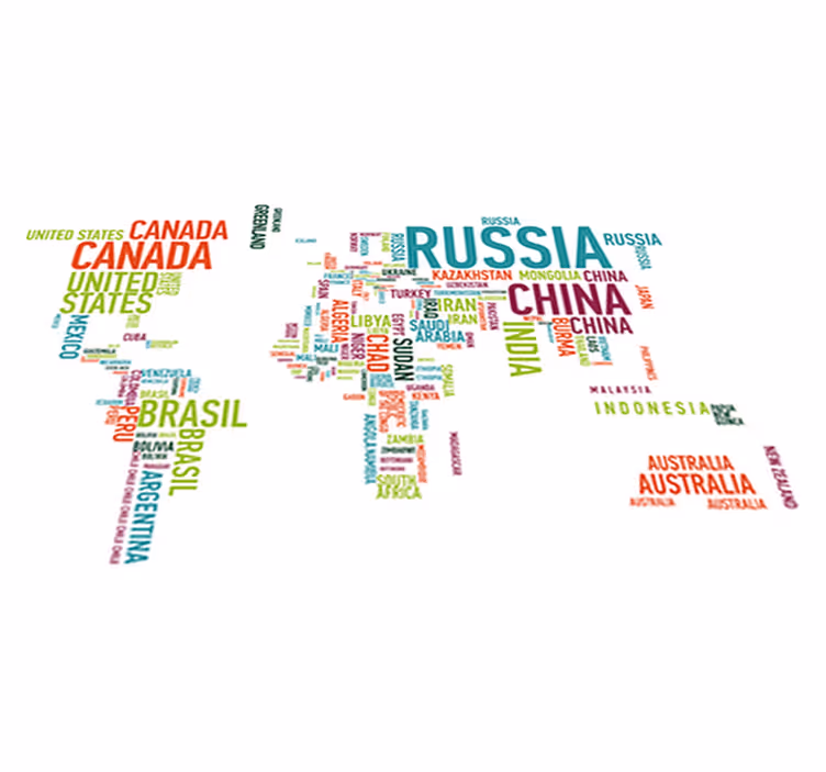 World map vinyl rug colorful country design - TenStickers