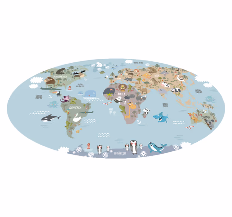World map vinyl rug pastel children's world map - TenStickers