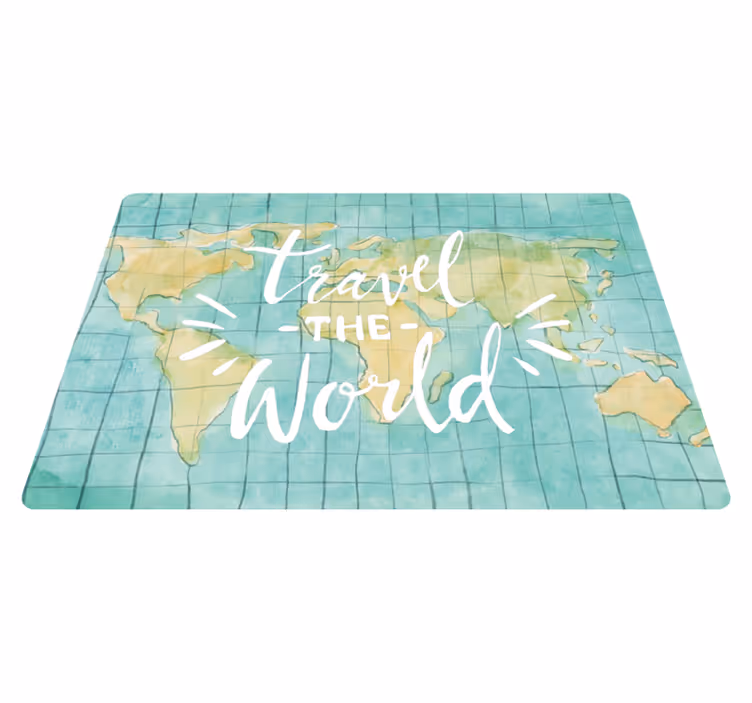 World map vinyl rug travel the world map - TenStickers