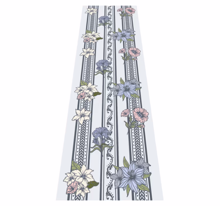 Vintage vinyl rug with floral vintage stripe design - TenStickers