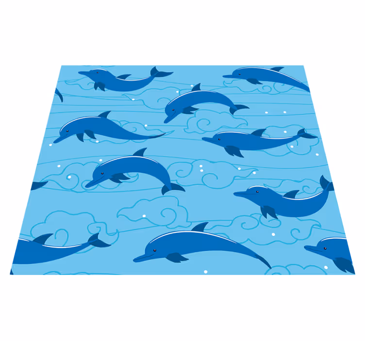 Animal vinyl rug wallpaper sky with clouds and dolphins - TenStickers