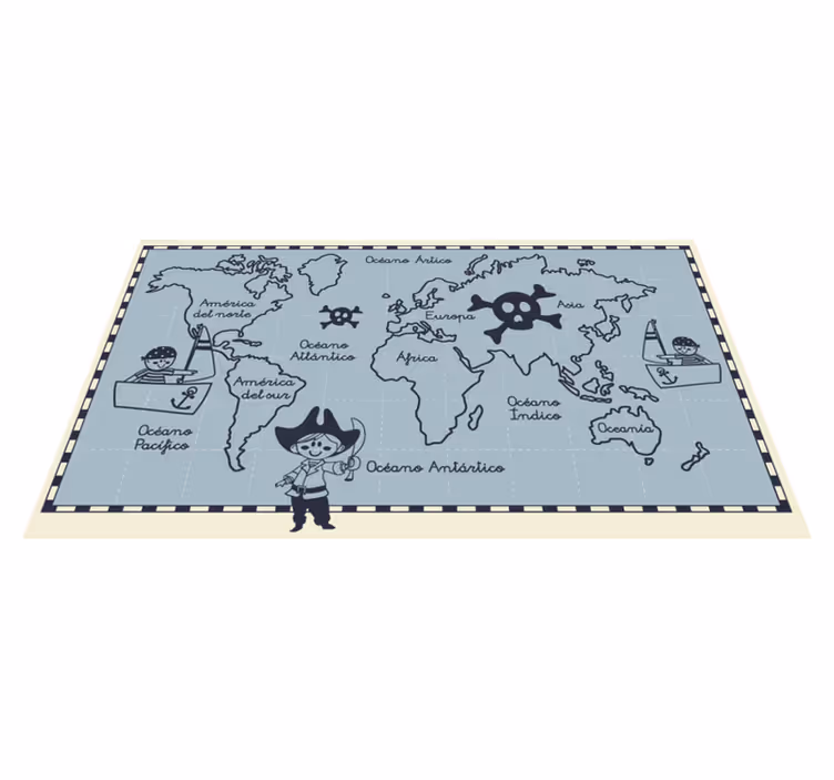 World map vinyl rug for pirates - TenStickers